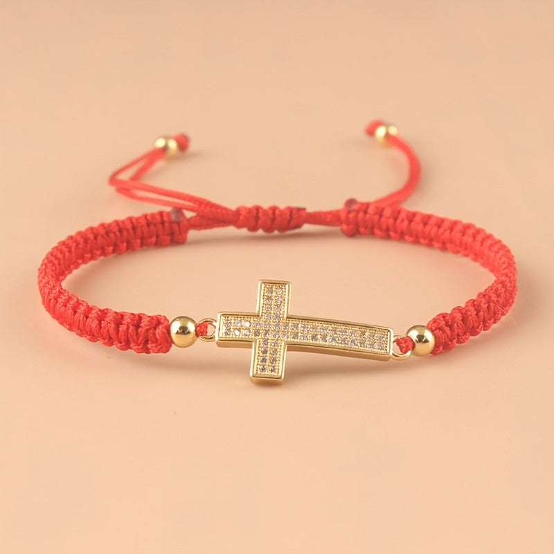 Woven Zirconia Cross Bracelet