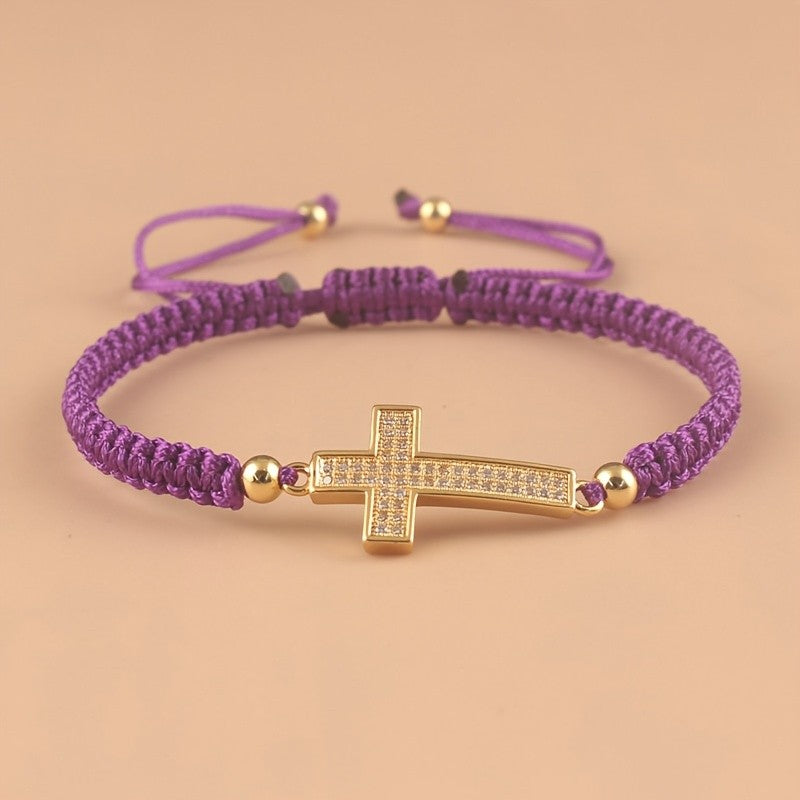 Woven Zirconia Cross Bracelet