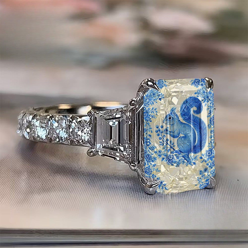 Blue Squirrel Square Ring