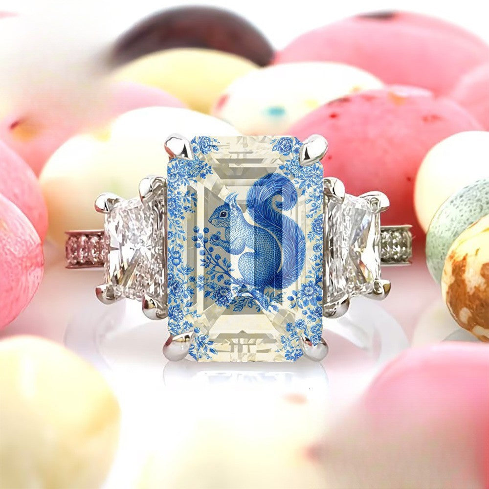 Blue Squirrel Square Ring