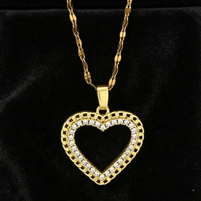 Crystal Heart Frame Necklace