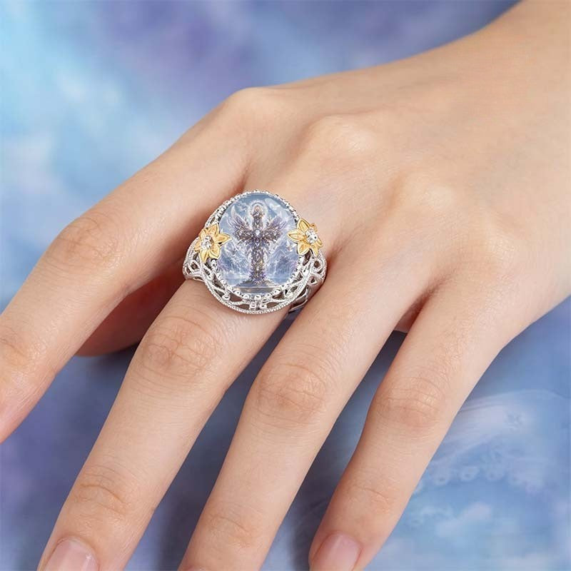 Winged Cross Dome Ring
