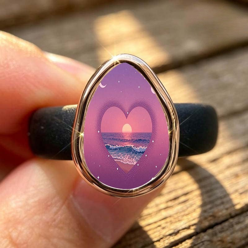 Ocean Sunset Heart Ring