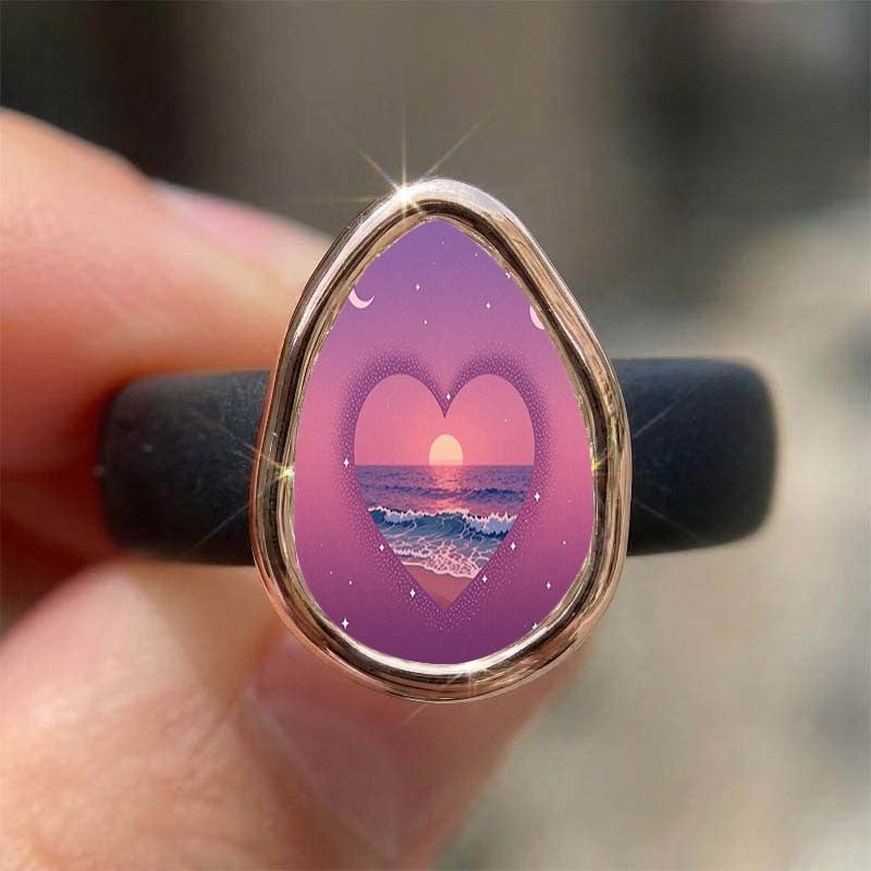 Ocean Sunset Heart Ring