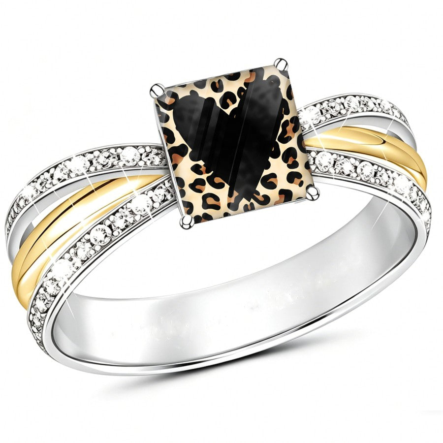 Leopard Heart Split Band Ring