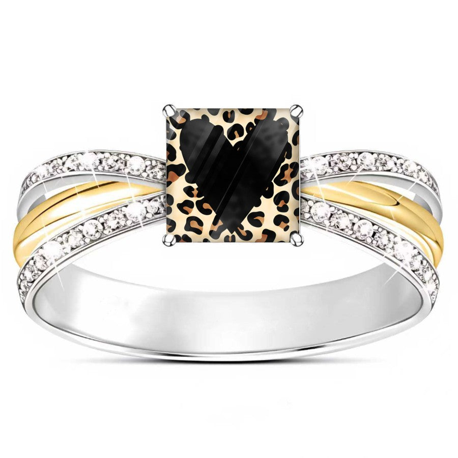 Leopard Heart Split Band Ring