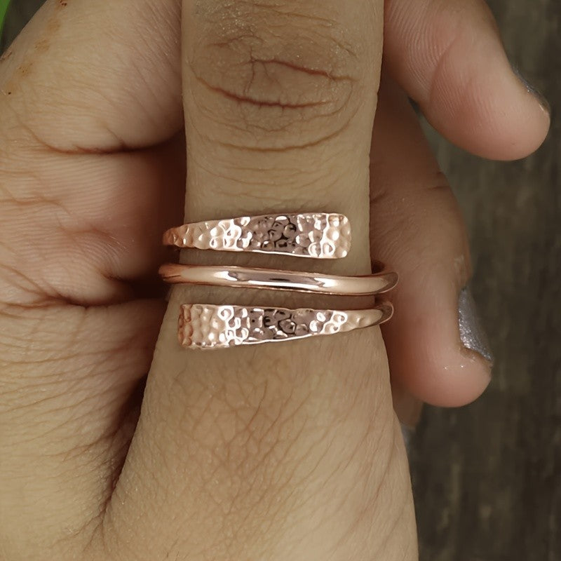 Hammered Rose Gold Tone Wrap Ring