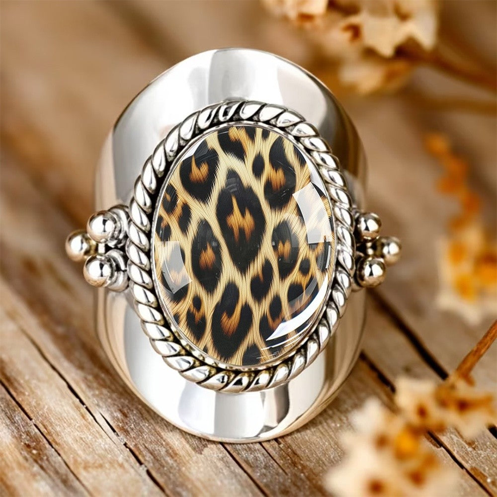 Leopard Print Oval Ring