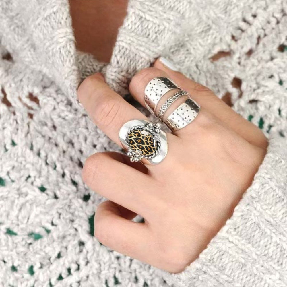 Leopard Print Oval Ring