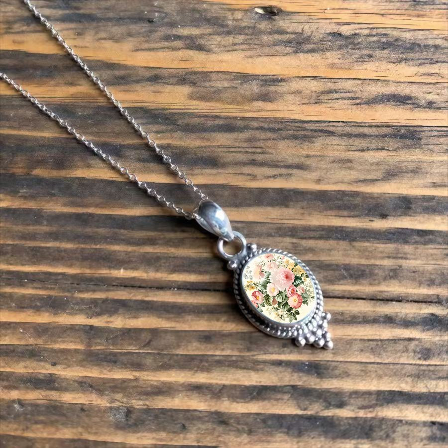Botanical Bouquet Oval Pendant