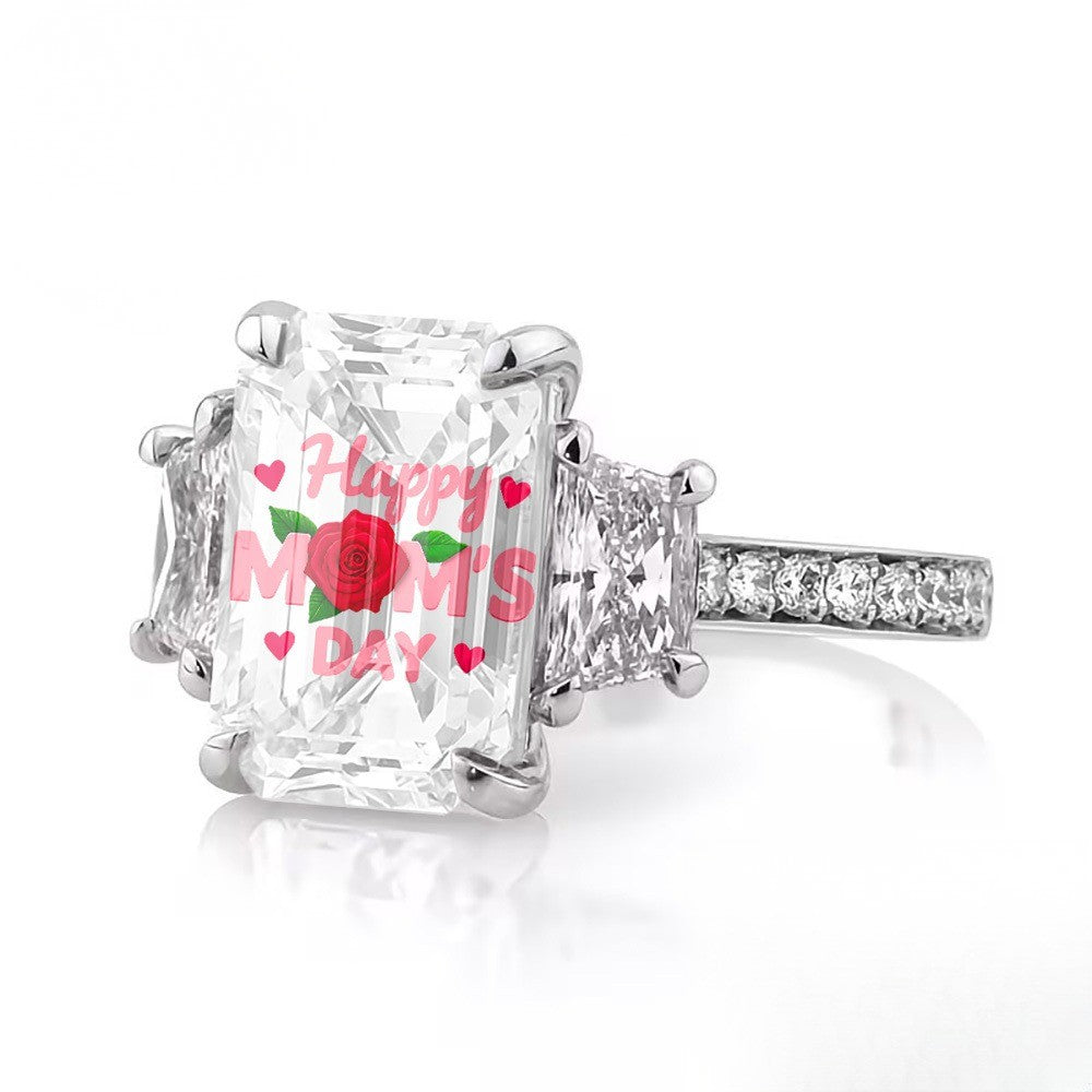 Happy Mother's Day Rose Square Ring