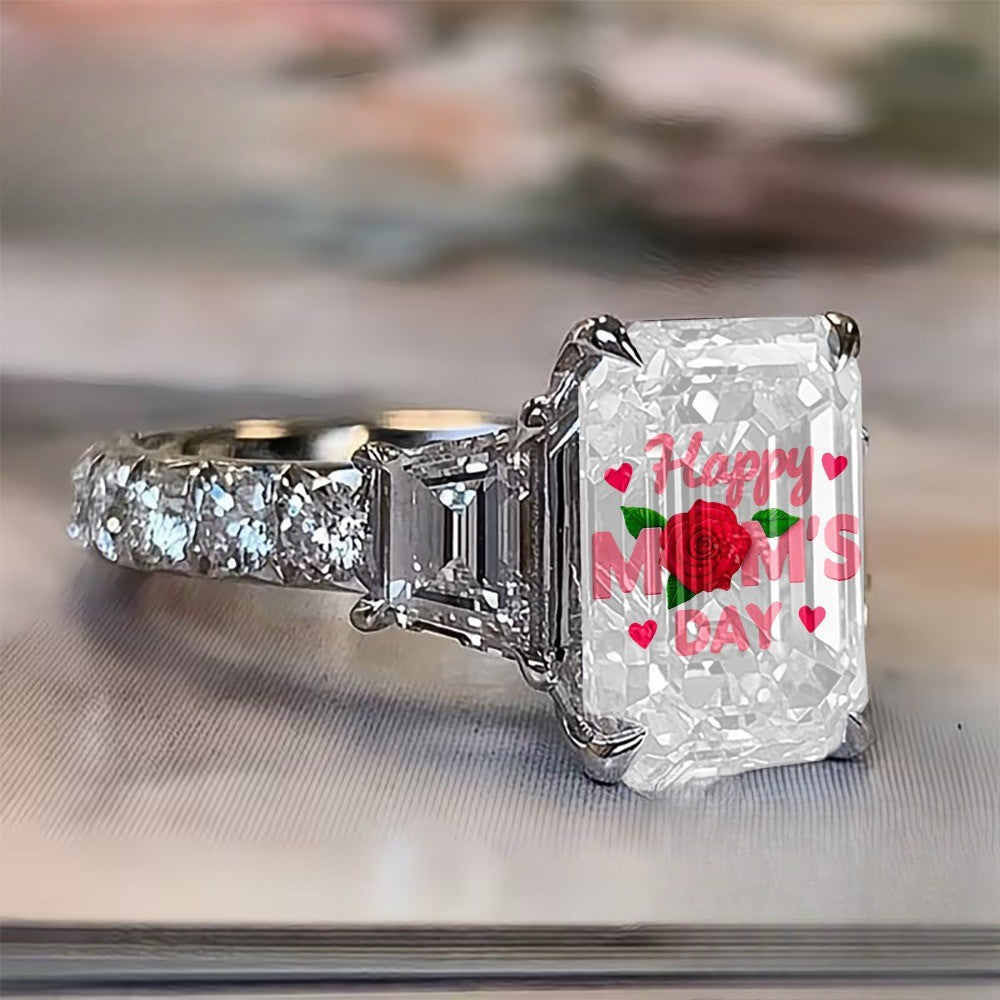 Happy Mother's Day Rose Square Ring