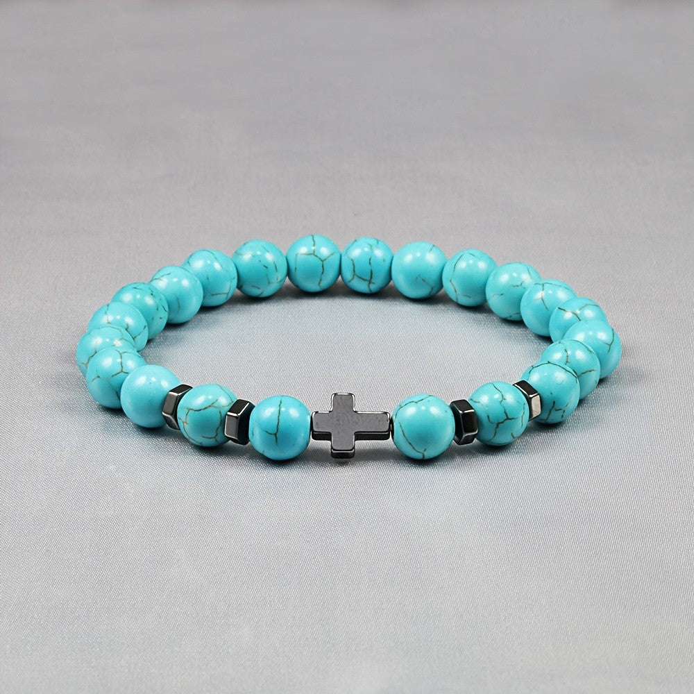 Turquoise Cross Bead Bracelet