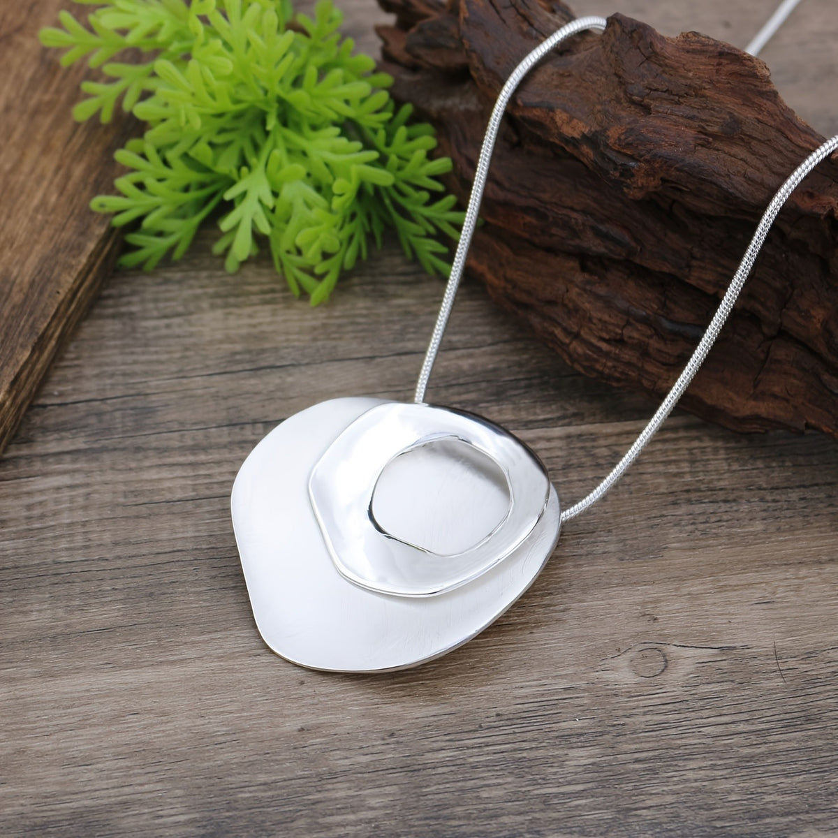Geometric Layered Disc Necklace