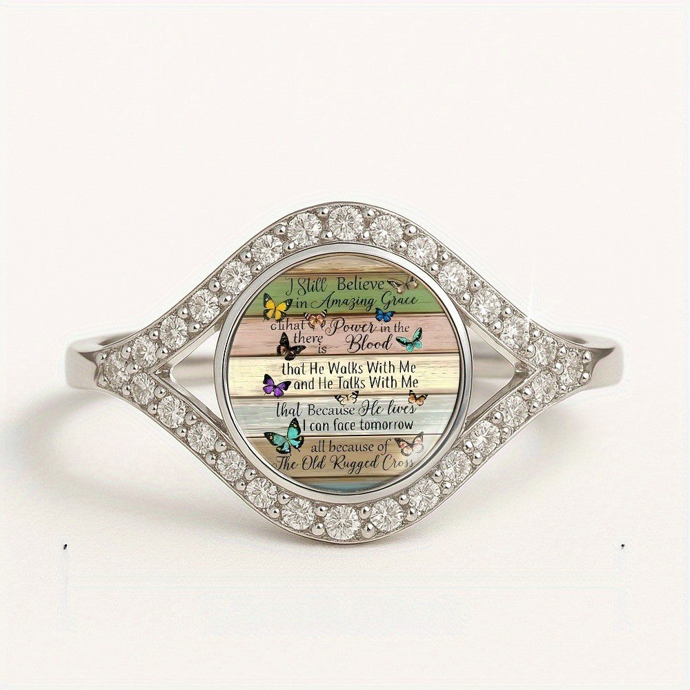 Butterfly & Faith Dome Ring