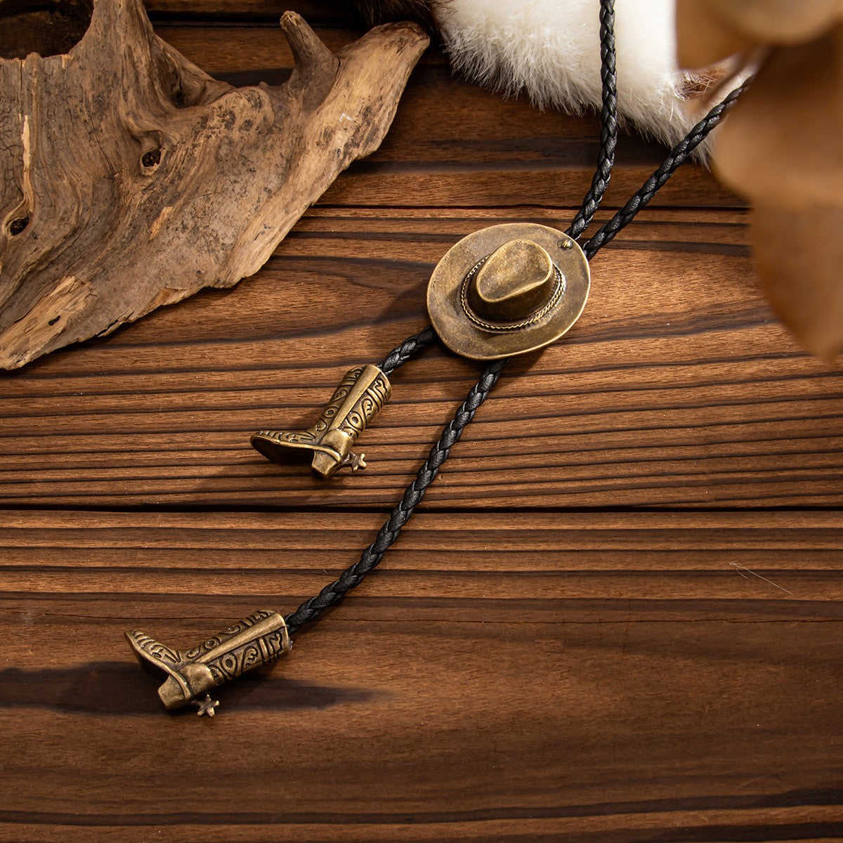 Cowboy Hat & Boots Bolo Necklace