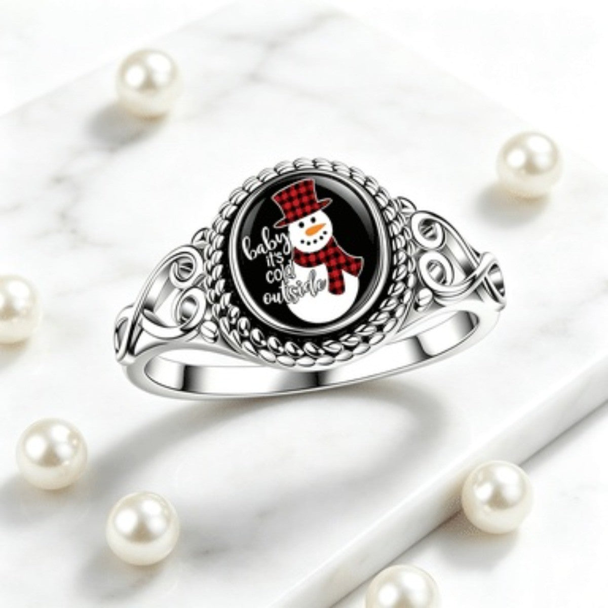 Snowman Cabochon Ring