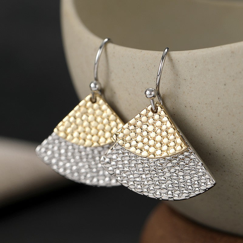 Two-Tone Hammered Fan Earrings