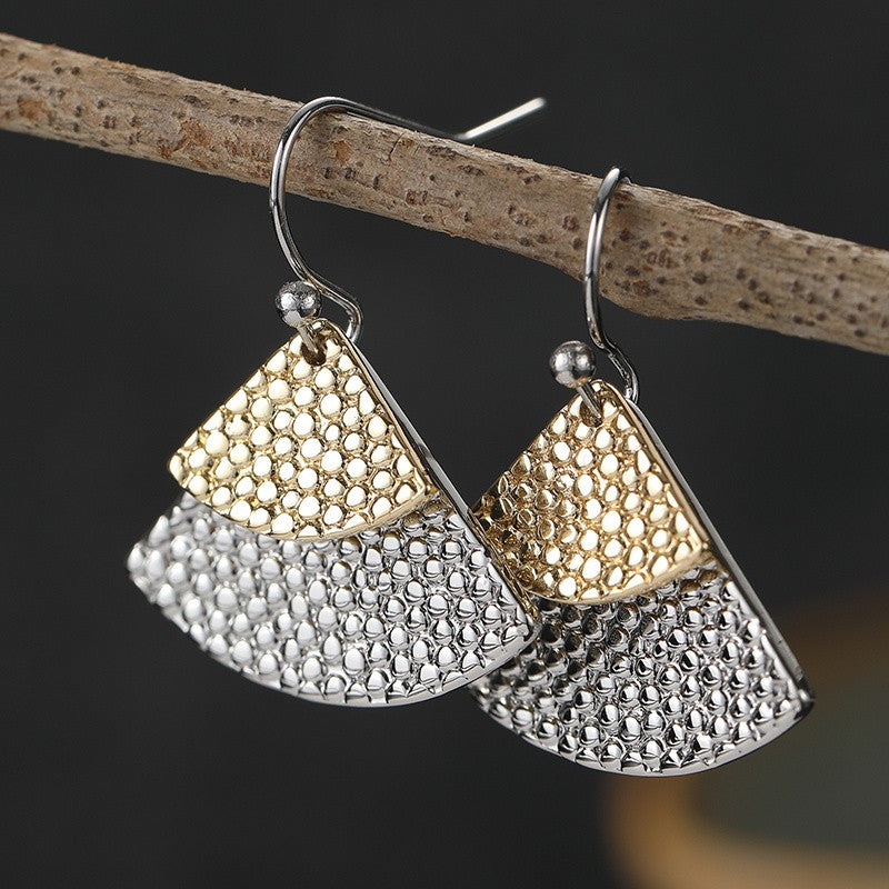Two-Tone Hammered Fan Earrings