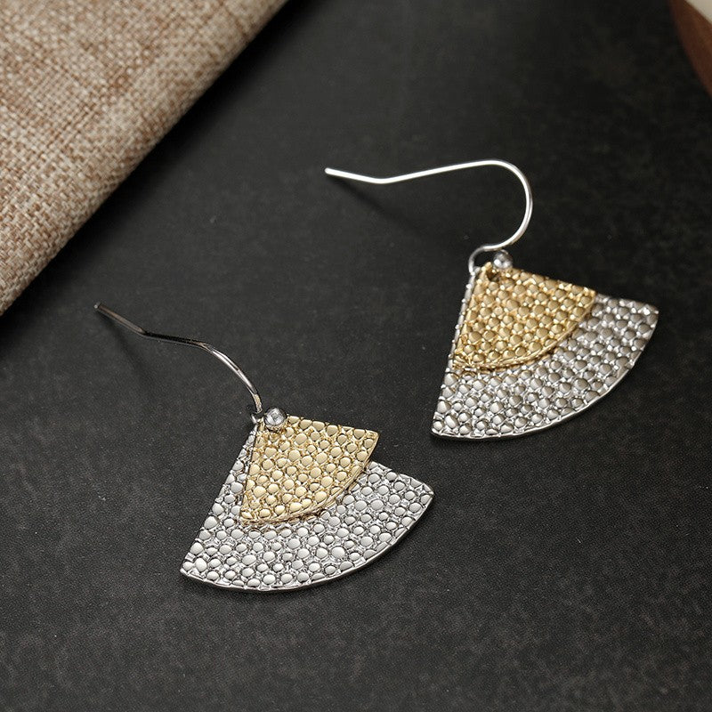 Two-Tone Hammered Fan Earrings