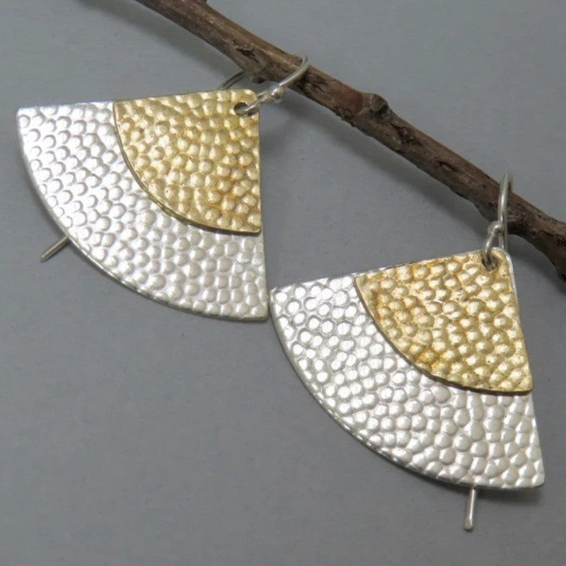 Two-Tone Hammered Fan Earrings