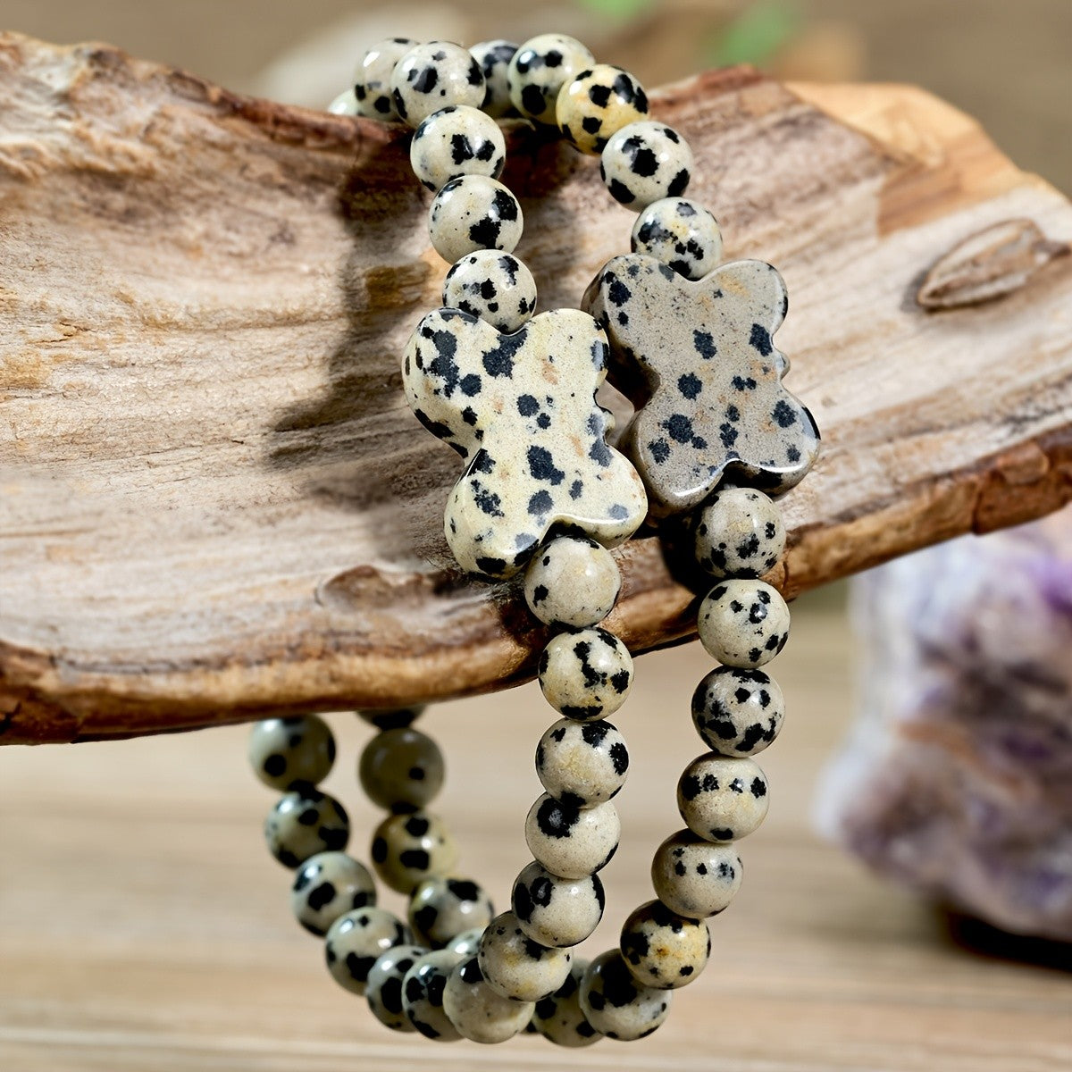 Dalmatian Jasper Butterfly Bracelet