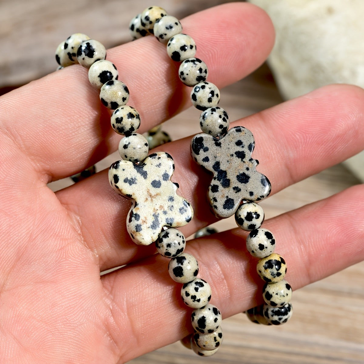 Dalmatian Jasper Butterfly Bracelet