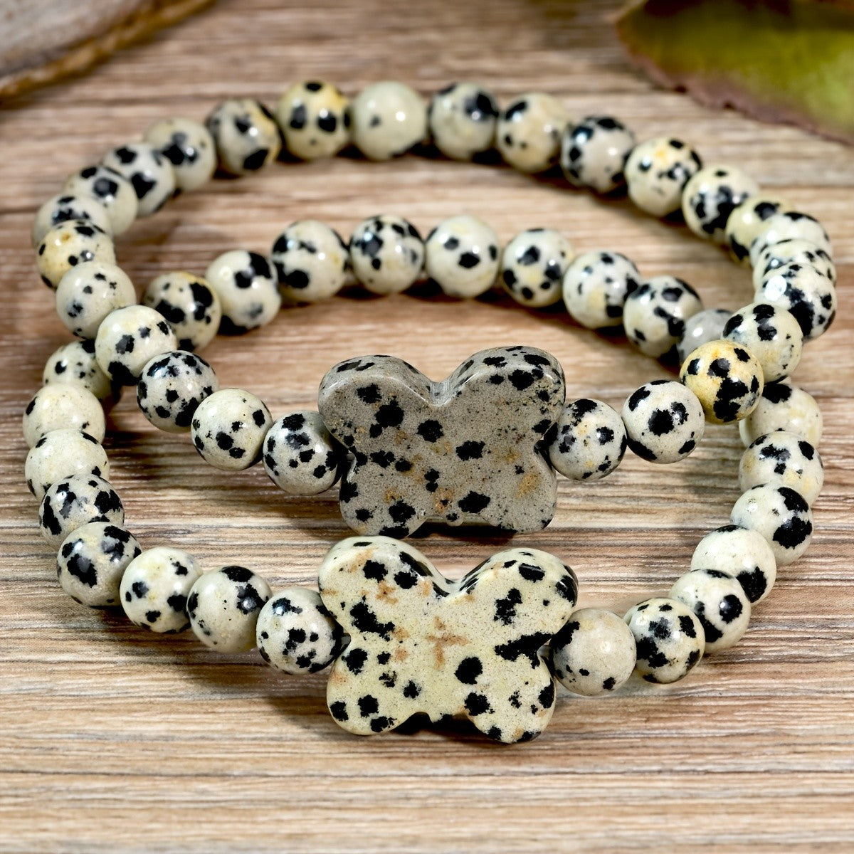 Dalmatian Jasper Butterfly Bracelet