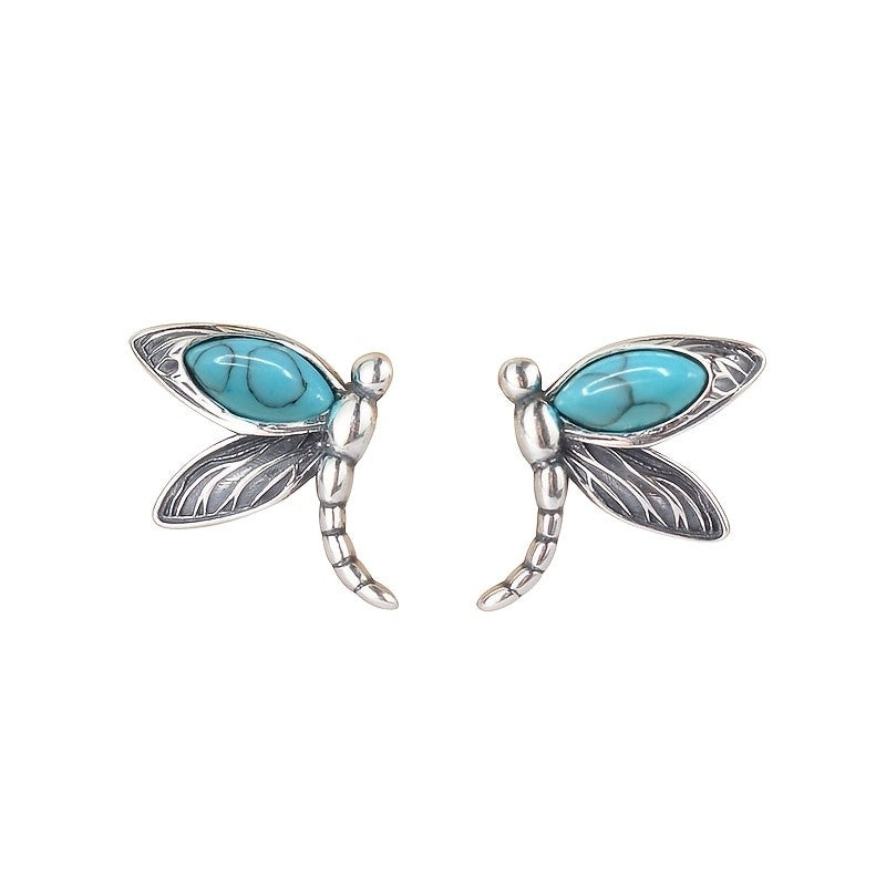 Turquoise Dragonfly Stud Earrings
