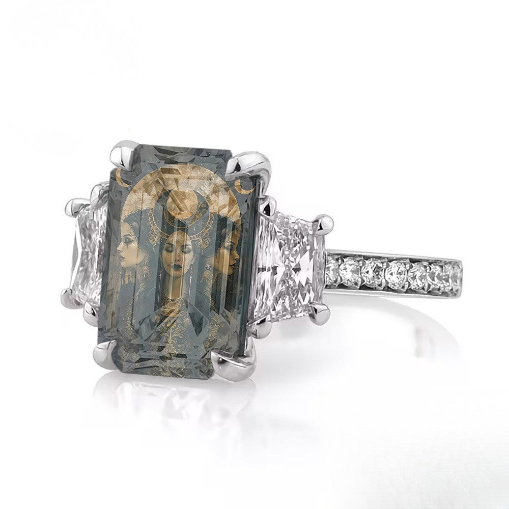 Three-Faced Goddess Square Ring