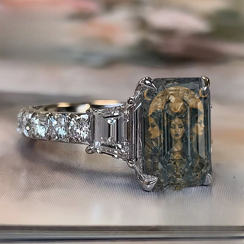 Three-Faced Goddess Square Ring