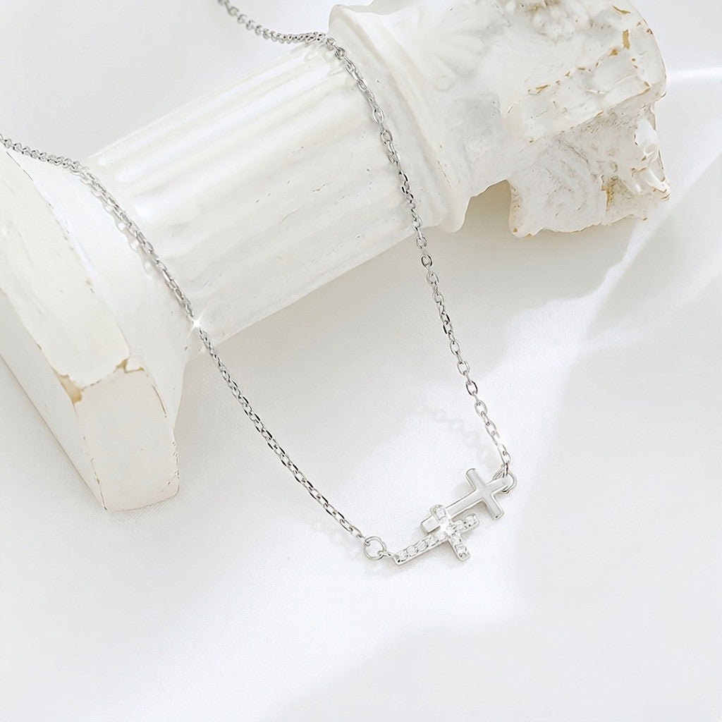 Crystal Double Cross Anklet