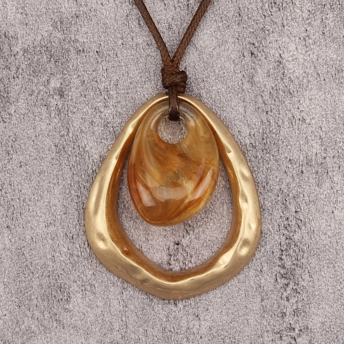 Amber Resin Irregular Frame Necklace