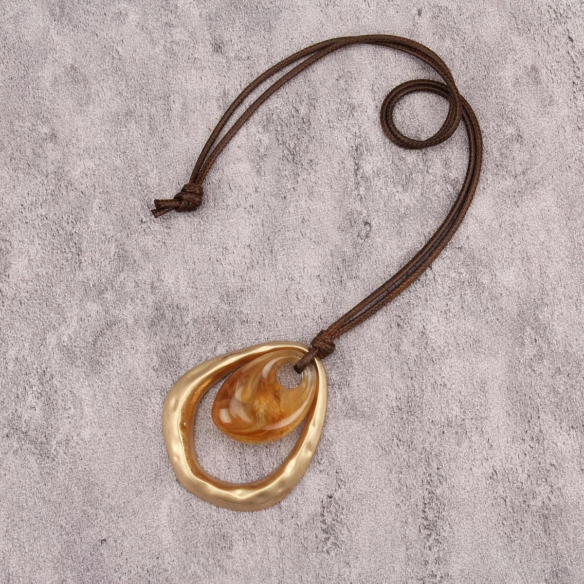 Amber Resin Irregular Frame Necklace