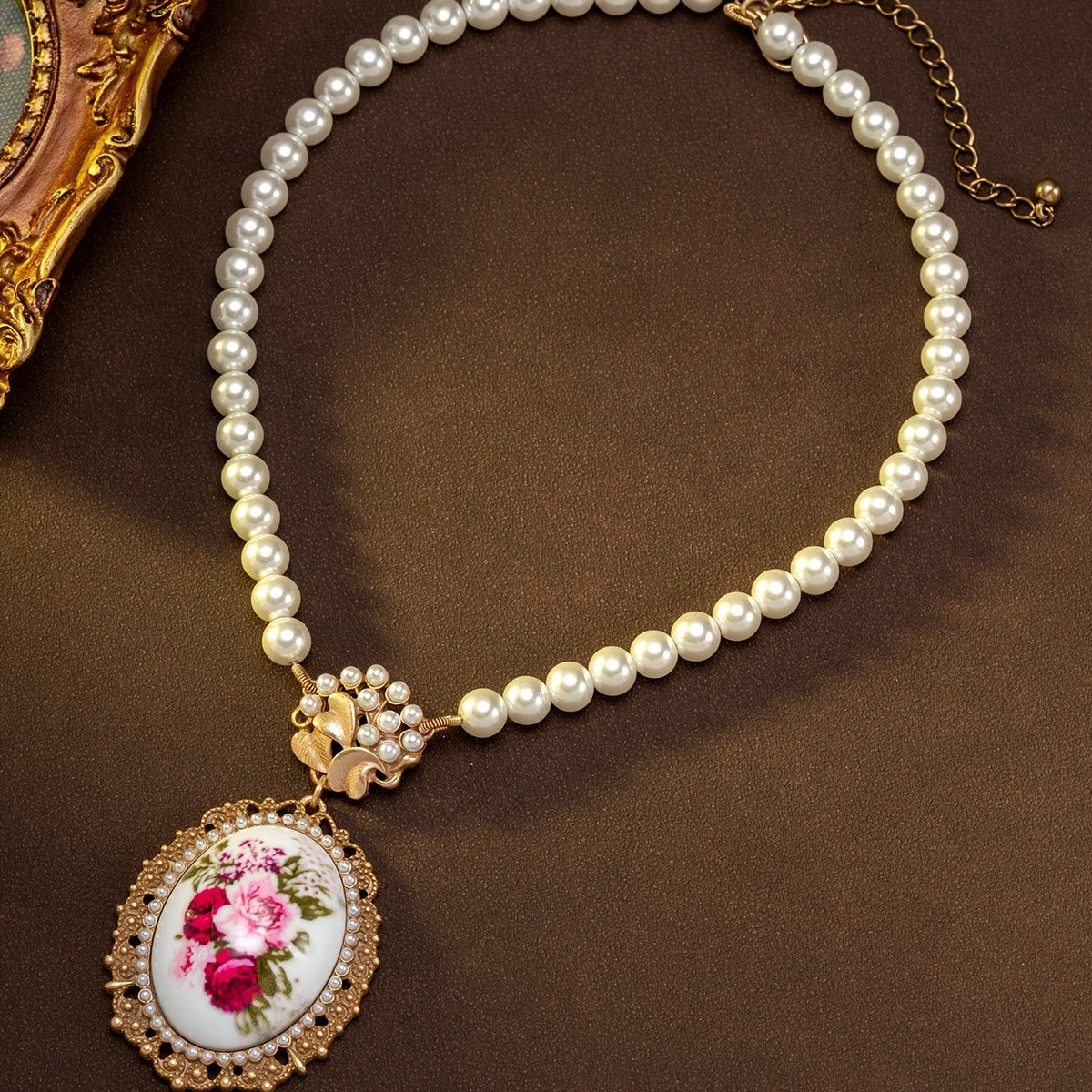 Pink Rose Cameo Jewelry Set