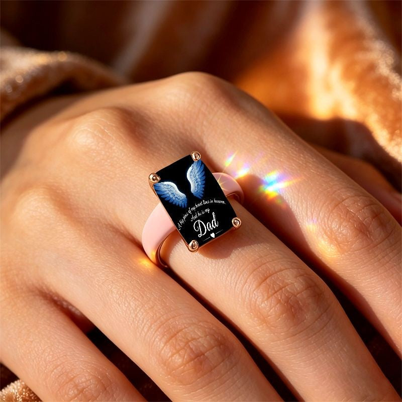 Teal Floral Square Ring