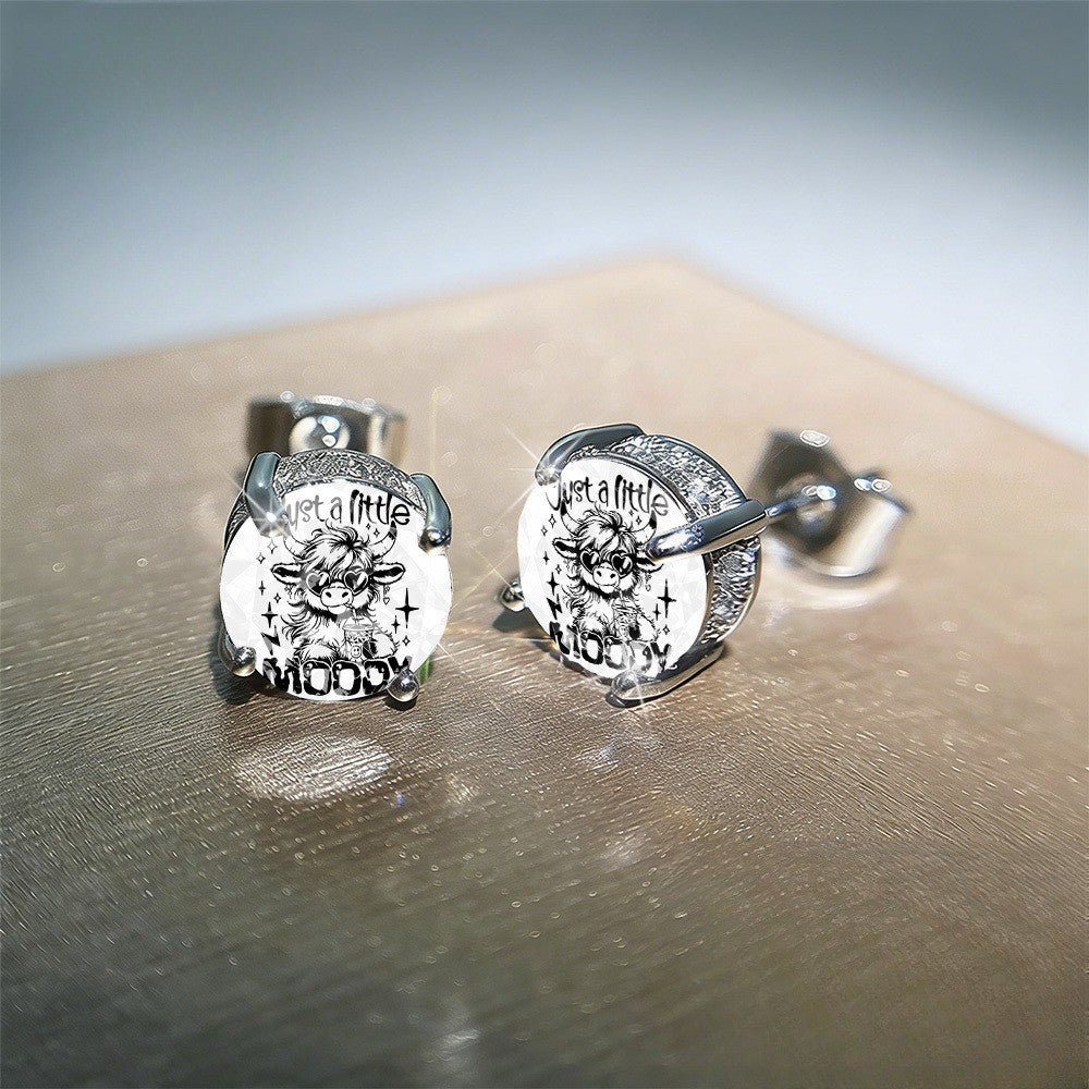 Cow Charm Stud Earrings