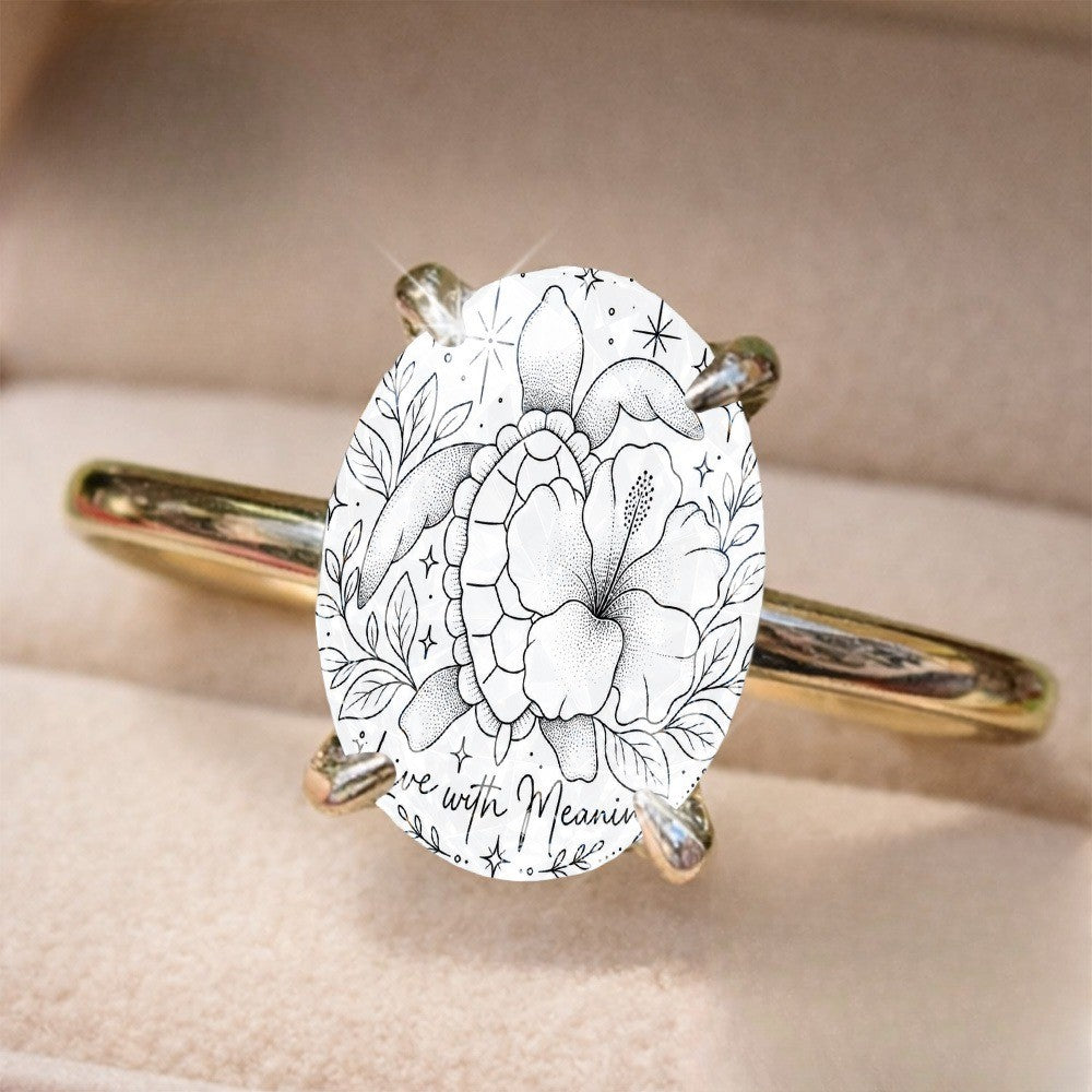 Floral Sketch Oval Ring