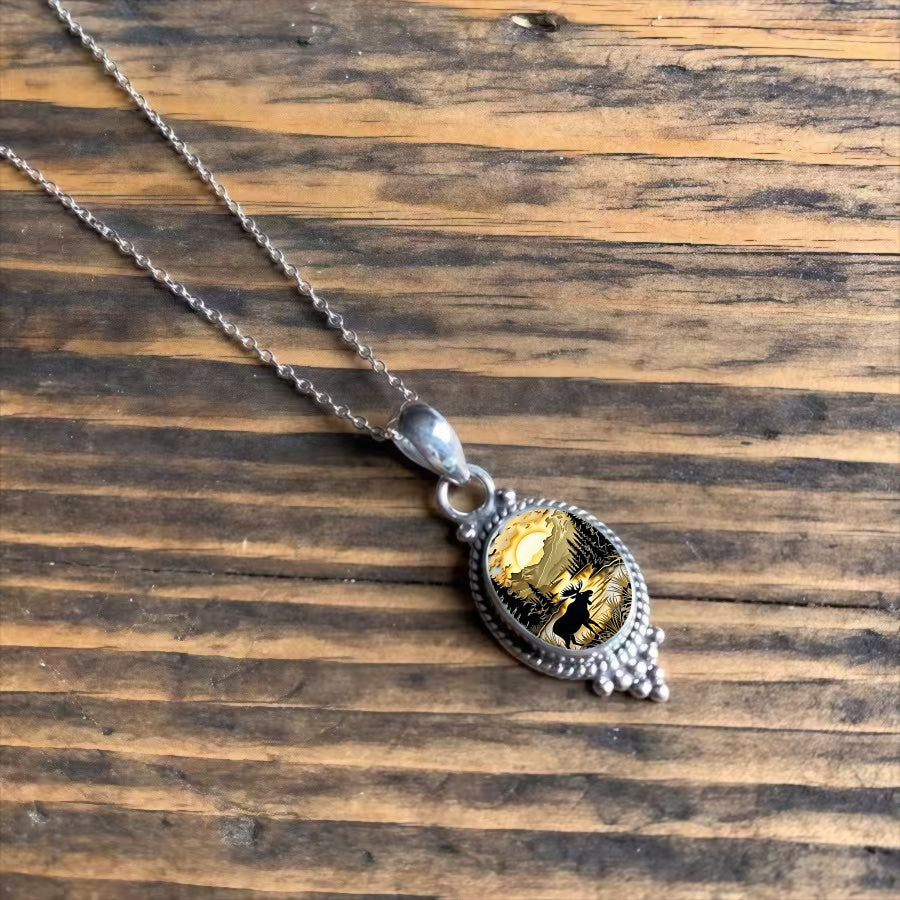 Moose Mountain Scene Necklace
