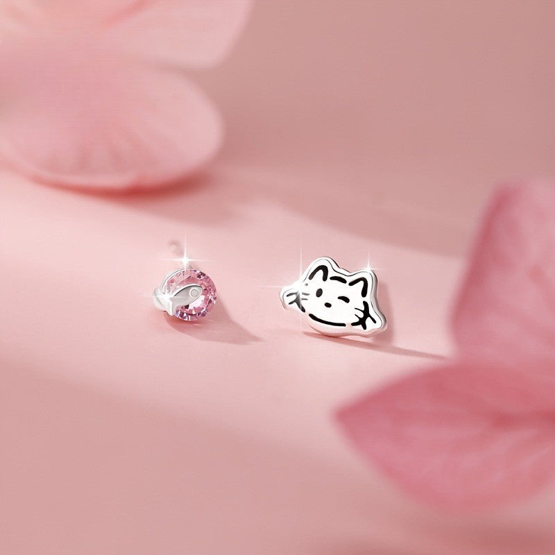 Cat & Fish Stud Earrings