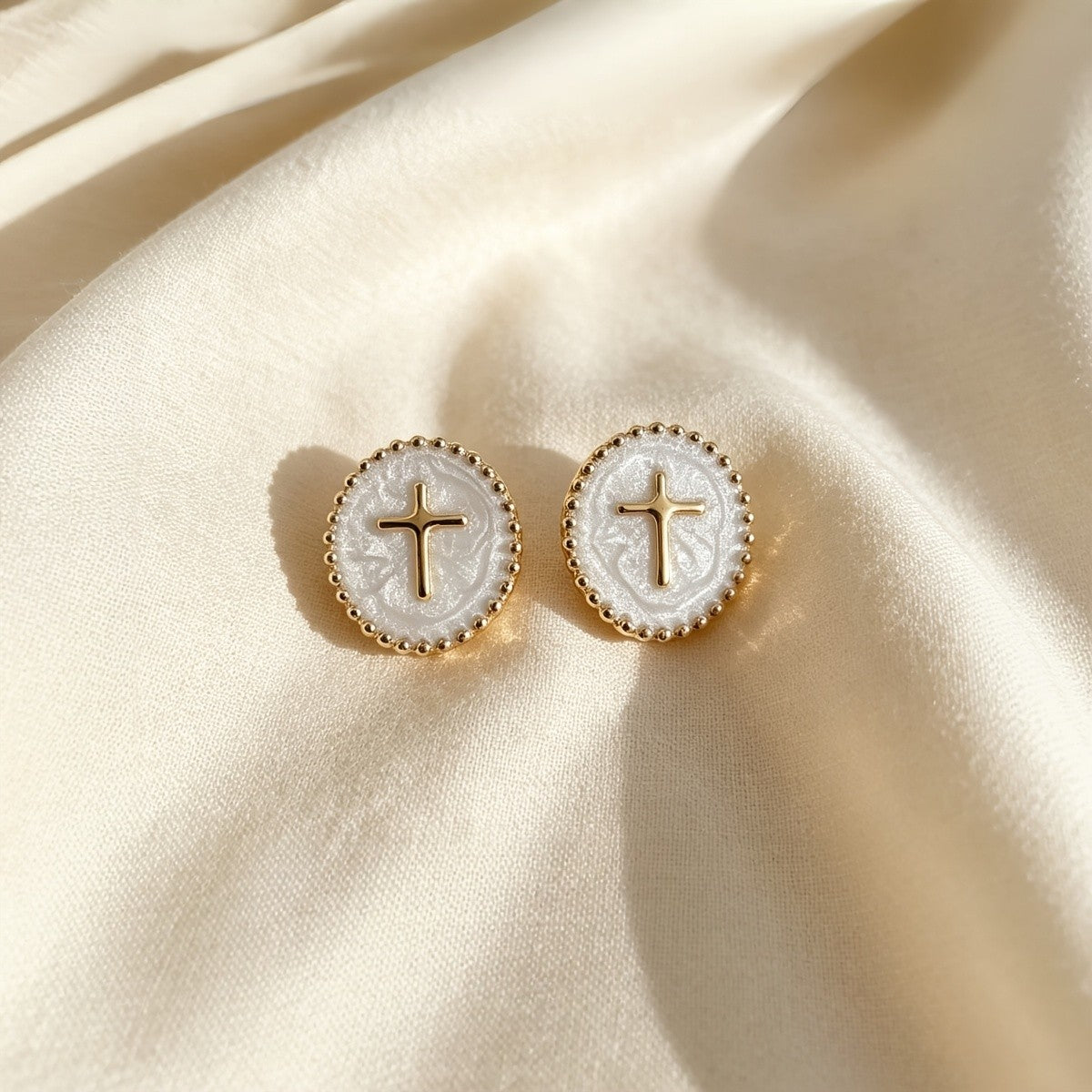 Textured Cross Stud Earrings