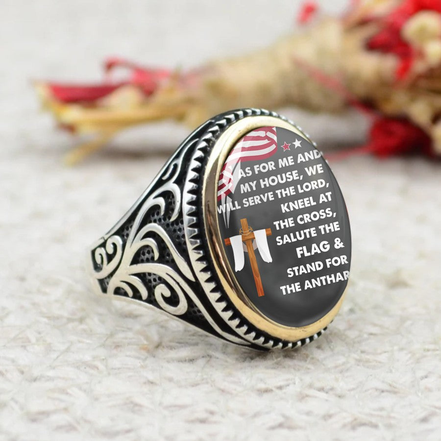 Patriotic Faith Oval Ring