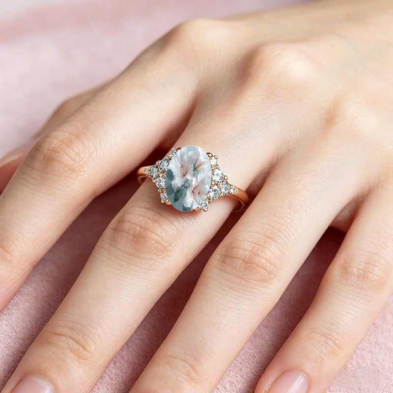 Oval Lily Flower Ring