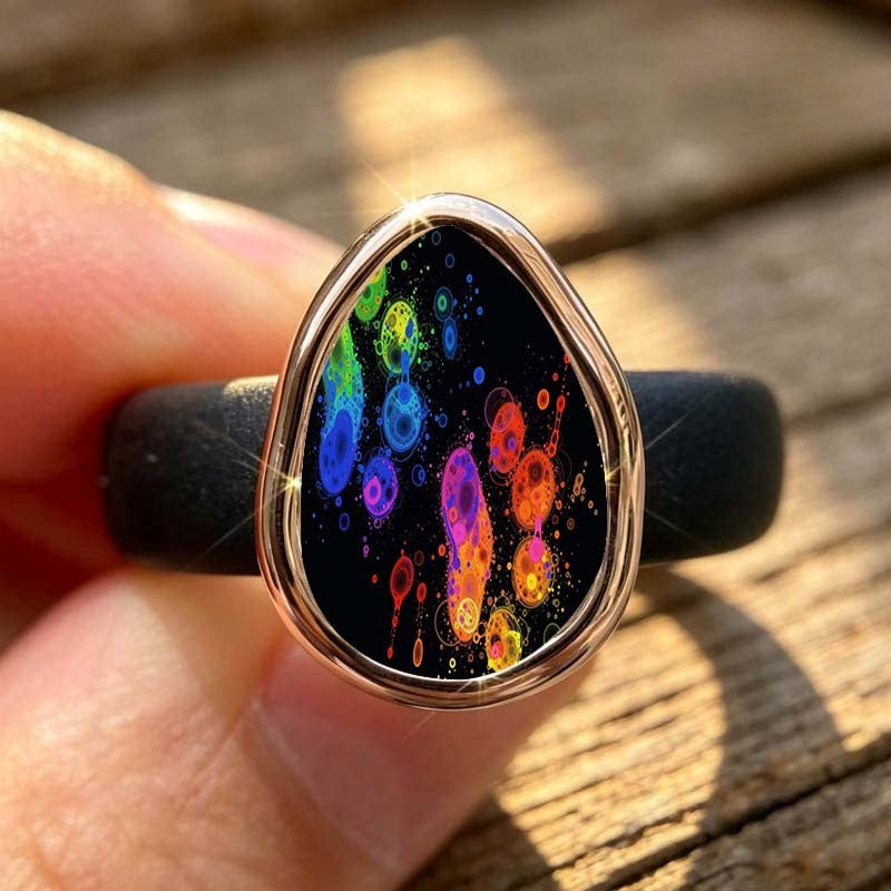 Colorful Abstract Teardrop Ring