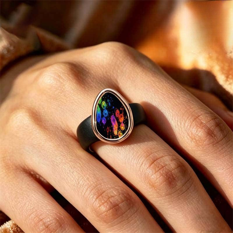 Colorful Abstract Teardrop Ring
