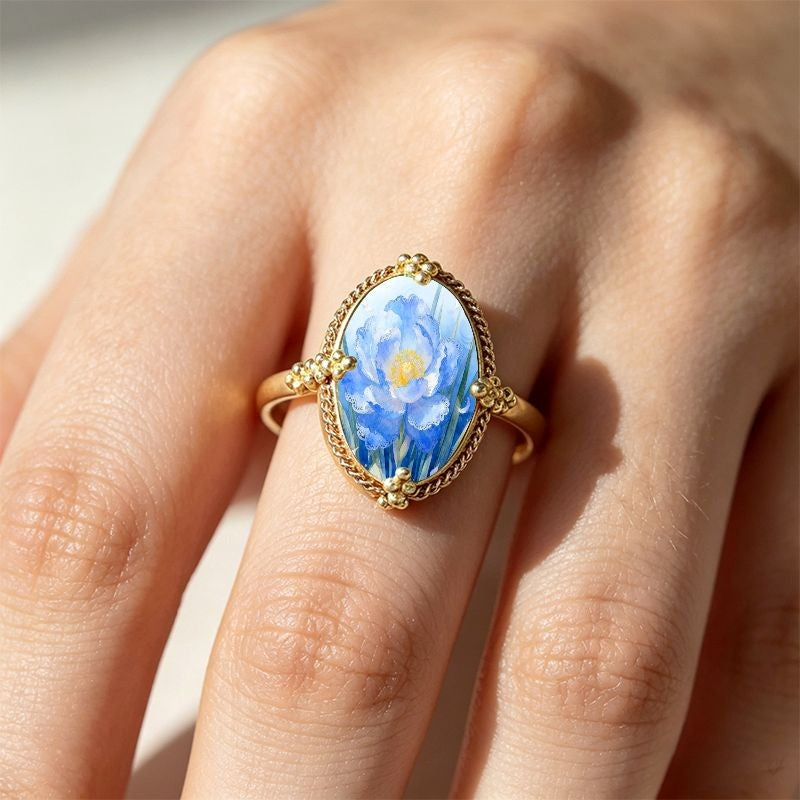Blue Iris Oval Ring