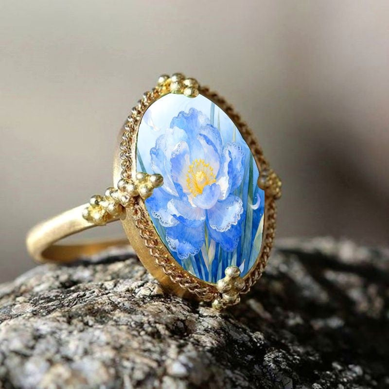 Blue Iris Oval Ring