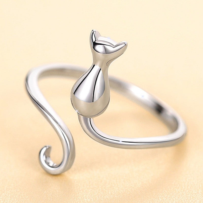 Sitting Cat Open Ring