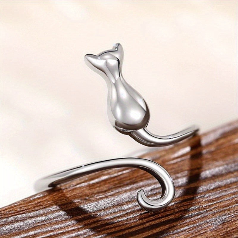 Sitting Cat Open Ring