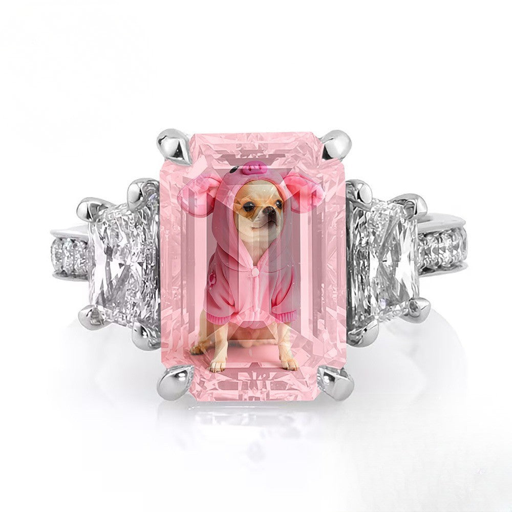 Pink Piglet Dog Square Ring